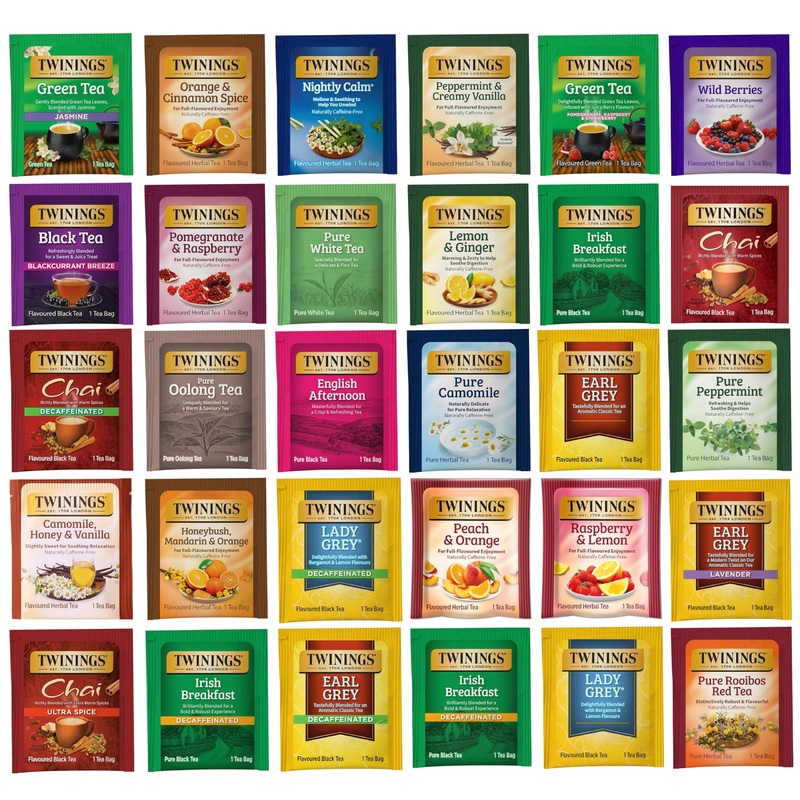 Twinings Tea Bags Sampler Assortment Variety Pack (30 Count) 30 Different Flavors For Tea Lovers: Her, Him, Women, Men, Couples,