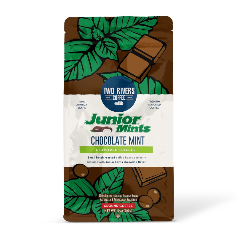 Two Rivers Coffee Junior Mint Flavored Ground Coffee, Perfectly Balanced, Always Smooth, Made With 100% Arabica Beans – Flavor E