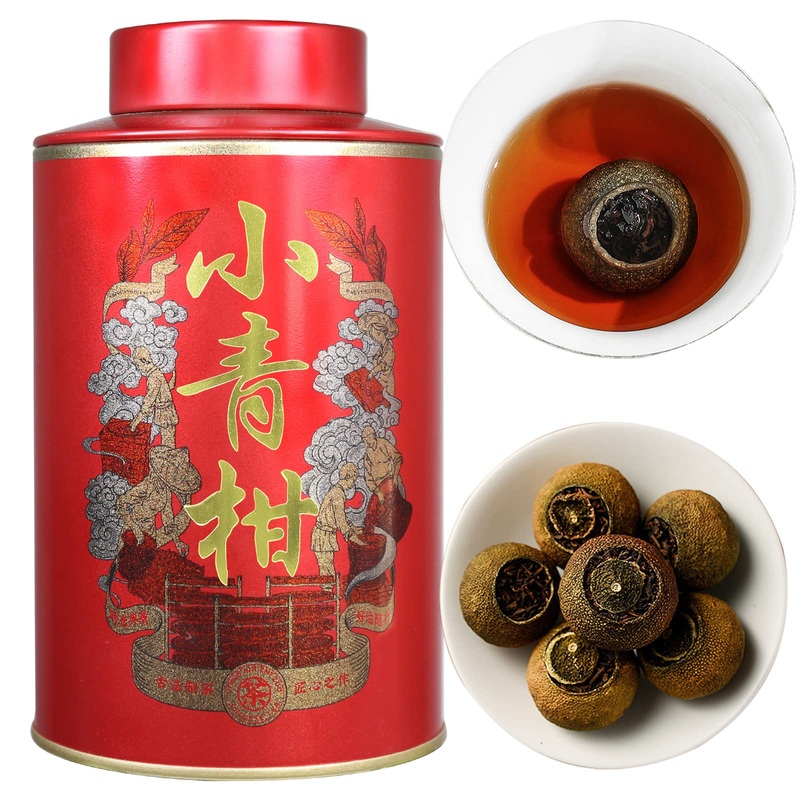 Xixicha Puerh Tea Premium Tangerine Peel Pu-Erh Tea 5.64Oz(160G) Xiao Qing Gan Xinhui Chenpi Pu’Er Citrus Yunnan Puerh Green Ora