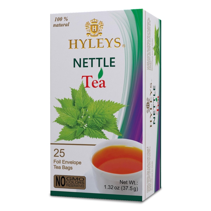 12 Pack Of Hyleys Natural Nettle Leaves With Black Tea – 25 Tea Bags (100% Natural, Sugar Free, Gluten Free And Non-Gmo)