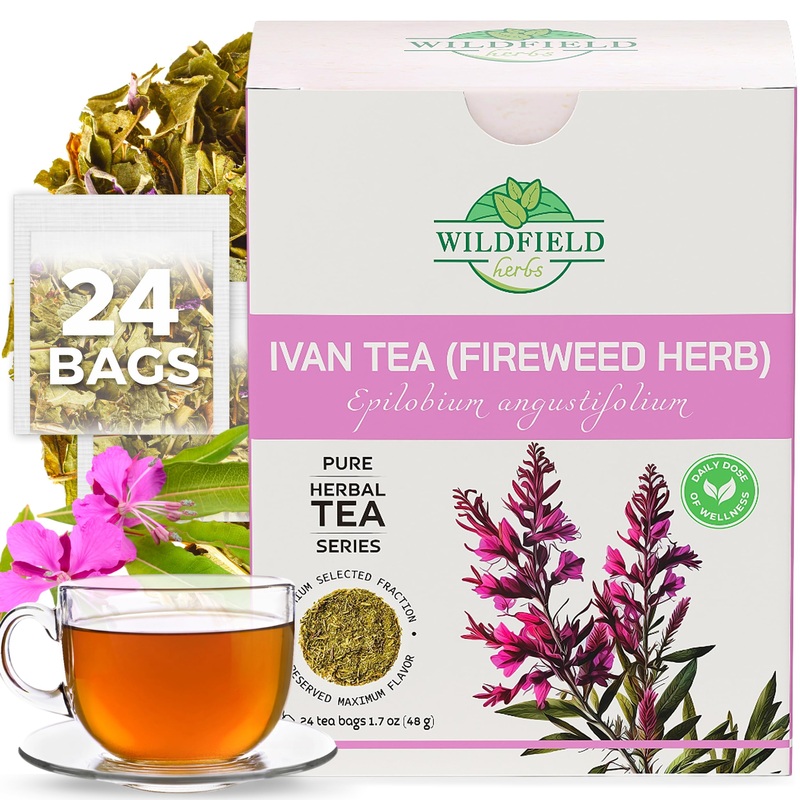 24 Bags Ivan Tea Siberian Fireweed Tea Herb Blooming Sally (Chamerion Angustifolium) – Ivan Chai 24 Count 2G Bags Epilobium Angu