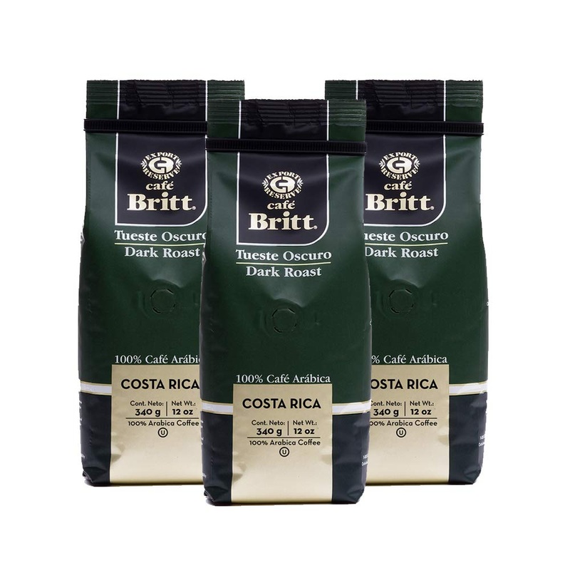 Caf   Britt – Costa Rican Dark Roast Coffee (12 Oz.) (3-Pack) – Whole Bean, Arabica Coffee, Kosher, Gluten Free, 100% Gourmet &