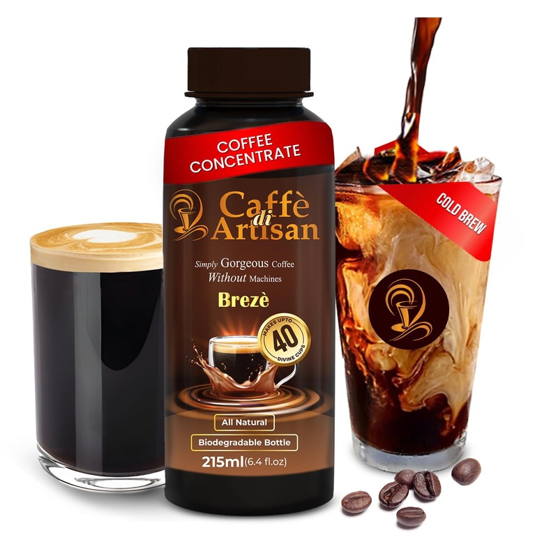 Caff Di Artisan Liquid Coffee Bottle – Premium Coffee For Cold Brew Concentrate, Iced Coffee & Hot Coffees – Eco-Friendly, Ready