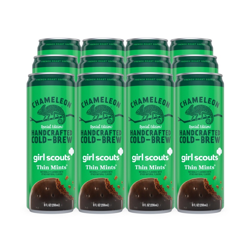 Chameleon Cold Brew Coffee Latte, Girl Scout Thin Mints, 8 Oz Canned Coffee (12 Pack)