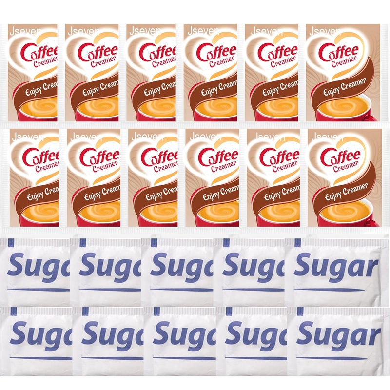 Coffee Creamer And Sugar Packets Set, Individual Serving Portions, 50 Creamer Single Package (3G) And 50 Sugar Single Pack(4G)
