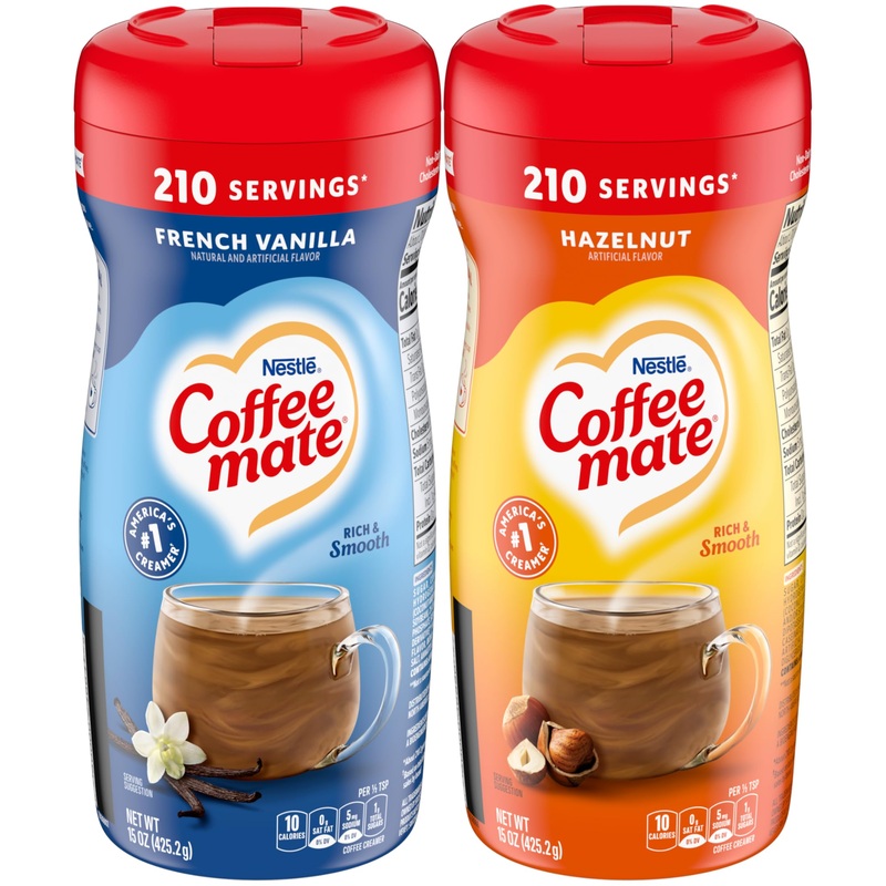 Coffee Mate French Vanilla, Hazelnut Powdered Creamer Variety, 15 Oz (Pack Of 2)
