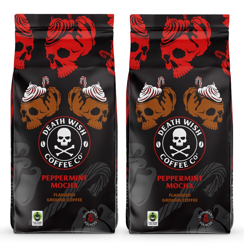 Death Wish Coffee – Peppermint Mocha Flavored Ground Coffee (18 Ounce)