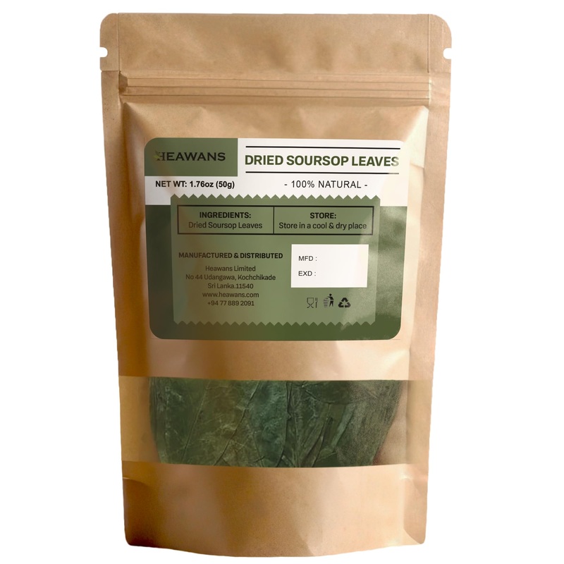 Dried Soursop Leaves 100% Natural, Graviola For Tea 1.76Oz (50G) Packed In Stand Up Resealable Pouch