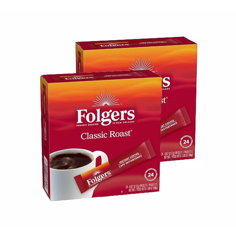 Folgers Classic Roast Instant Coffee Single Serve – 24 Packets (2 Count)