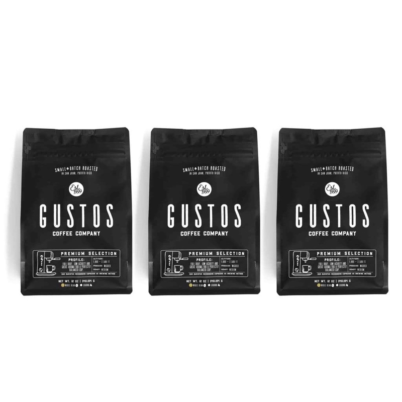 Gustos Coffee Premium Selection | Puerto Rican High End Medium Roasted Whole Bean Coffee (3, 12Oz)