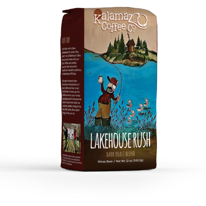 Kalamazoo Coffee Company Lakehouse Rush Whole Bean Coffee – Dark Roast | 12Oz Bag (3 Pack)