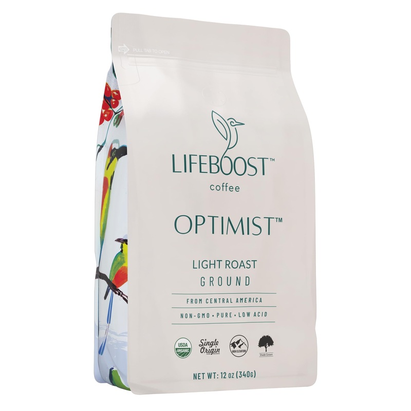 Lifeboost Light Roast Ground Coffee – Non-Gmo Single Origin Low Acid Organic Light Roast Coffee – Third Party Tested For Mycotox