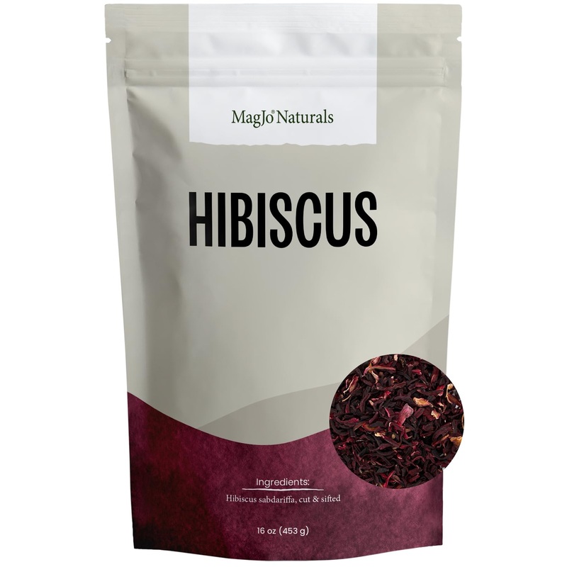 Magjo Naturals, Hibiscus Flowers 1Lb (16 Oz) Hibiscus Tea Cut & Sifted Flowers, Flor De Jamaica