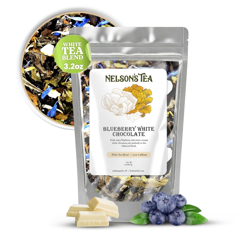 Nelson’S Tea – Blueberry White Chocolate Loose Leaf Tea – White Chocolate Pieces, Dried Blueberries, Cornflowers – 3.2 Oz