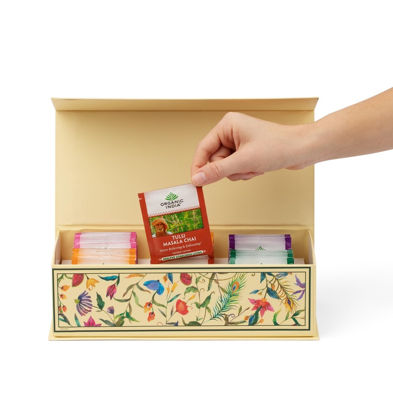 Organic India Tea Sampler Box Variety Pack – Tulsi Herbal Tea Gift Set, Hot Tea Assortment, Holy Basil, Ashwagandha, Turmeric Gi