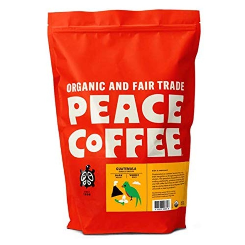 Peace Coffee Guatemala Single Origin Coffee | 5 Lb Whole Bean Dark Roast | Organic Fair Trade | Rich, Chocolatey Flavor | Shade