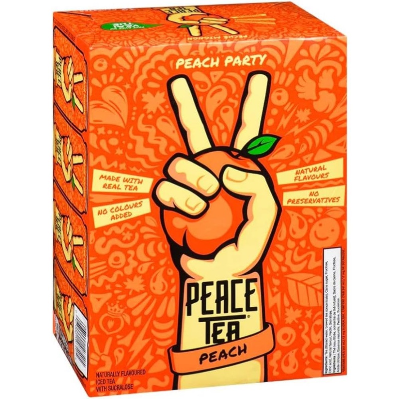 Peace Tea Iced Tea Peach Party Flavor Case Of 12 Cans 11.5 Oz Each
