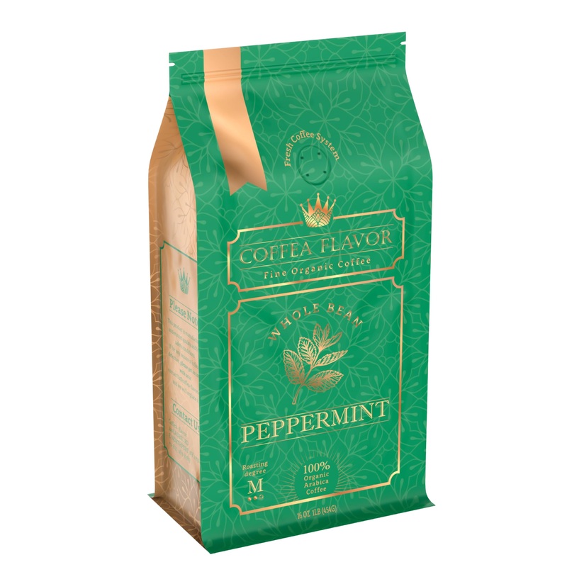 Peppermint Flavored Whole Bean Coffee – Organic, Single Origin, Naturally Flavored, Medium Roast, 100% Arabica, Refreshing And S