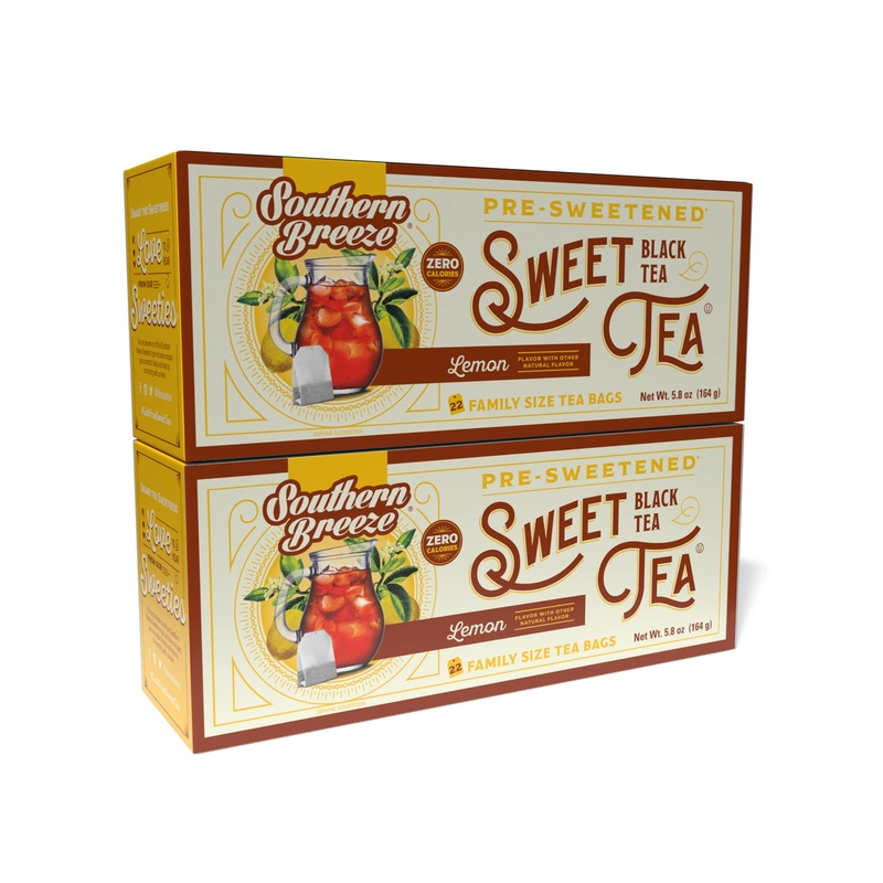 Southern Breeze Hot Brew Sweet Tea Lemon Iced Tea With Black Tea And Zero Carbs Zero Sugar, 22 Individually Wrapped Family Size