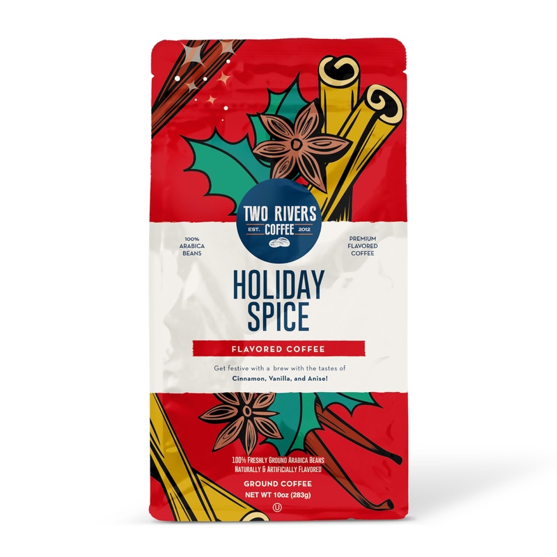 Two Rivers Coffee Holiday Spice Flavored Ground Coffee, Perfectly Balanced, Always Smooth, Made With 100% Arabica Beans – Flavor