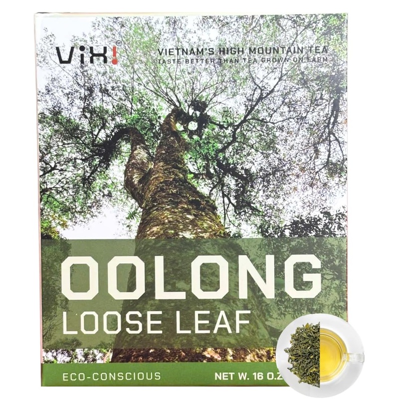 Vixi Green Oolong Tea Loose Leaf, 16.00 Oz, Vietnam’S Mountain Tea, Caffeinated, Dried Whole Full Large Leaves, 100% Natural Fro