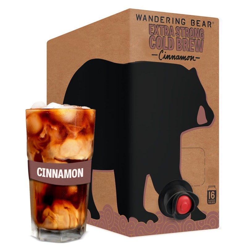 Wandering Bear Cinnamon Cold Brew Coffee On Tap, Iced Coffee, 96 Fl Oz – Extra Strong, Smooth, Unsweetened, Shelf-Stable, Ready