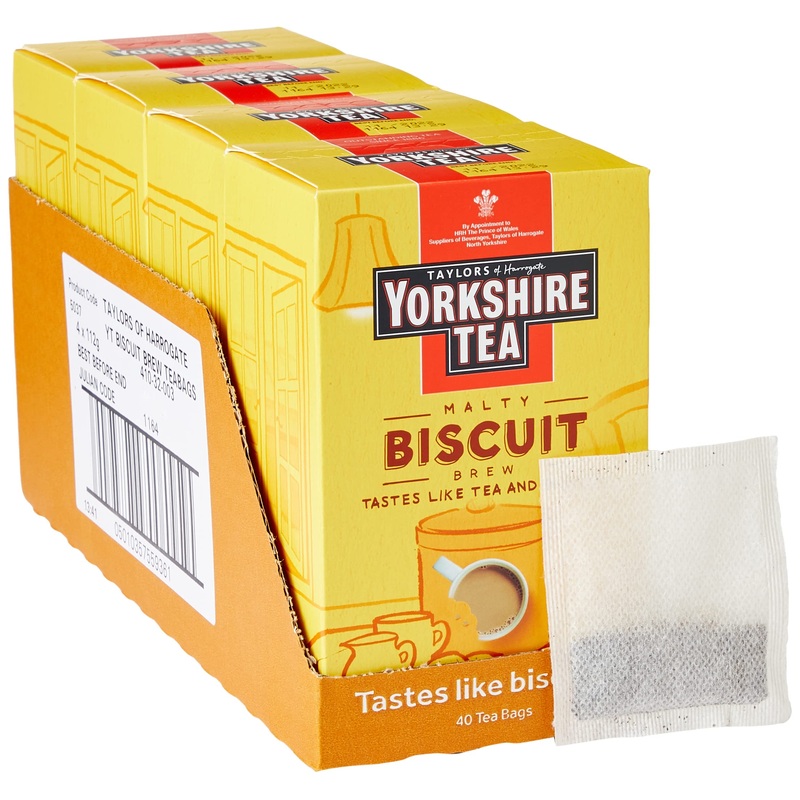 Yorkshire Tea Biscuit Brew Tea Bags, Pack Of 4 (Total Of 160 Tea Bags)