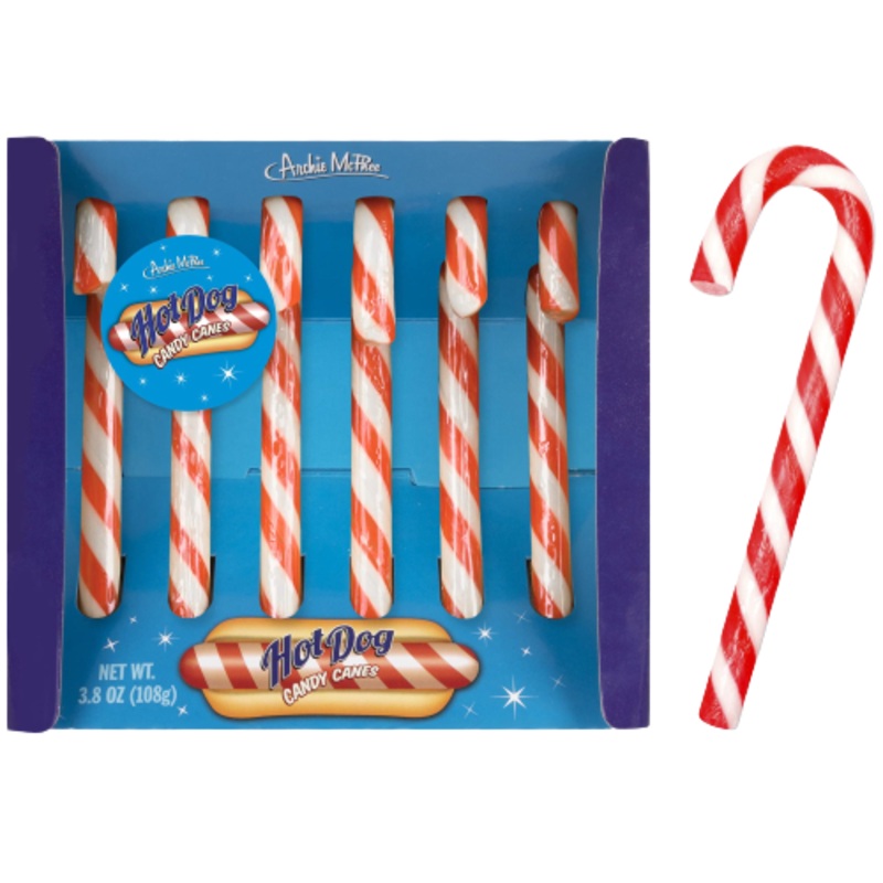 Archie McPhee Hot Dog Candy Canes – 3.8 oz. – 6 count