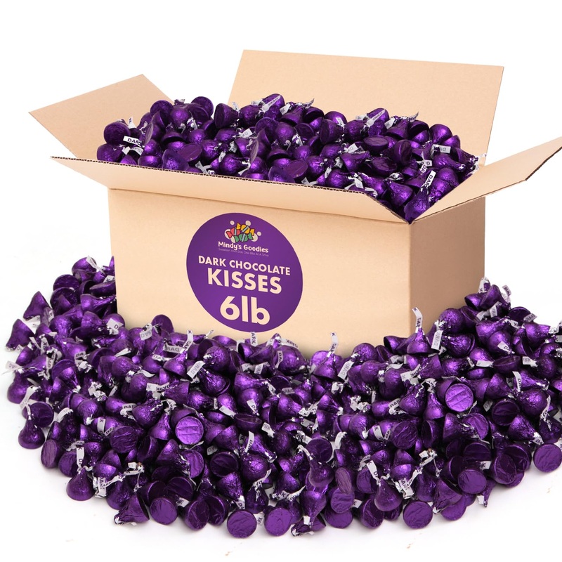 Dark Chocolate Kisses, 6Lb Pack Of Dark Chocolate Individually Wrapped, Ideal Purple Candy Bulk For Parties And Gatherings, Perf