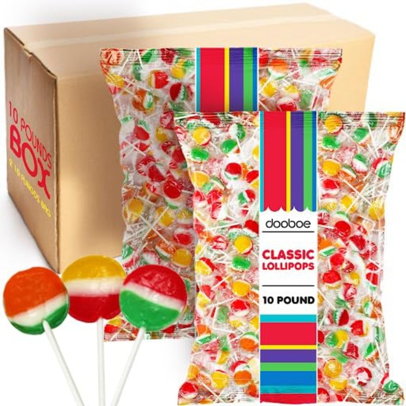 Flat Lollipops Bulk – 10 Lb – Assorted Flavors With Bright 3-Color – Classic Candy For Kids Birthday Parties, School Events, Cam
