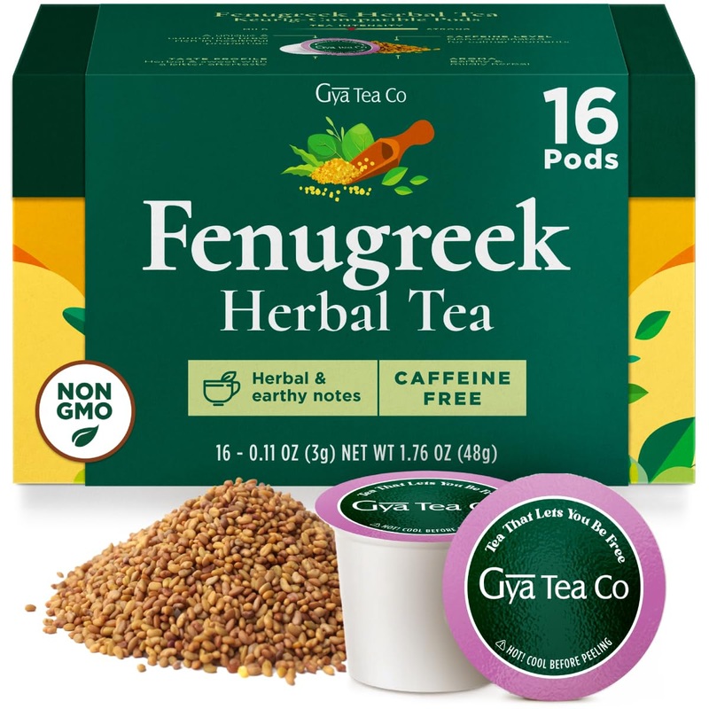 Gya Tea Co Fenugreek Herbal Tea Pod (16 Ct) – Decaf Lactation Wellness Gifts For Moms For Hair Care & Breastfeeding