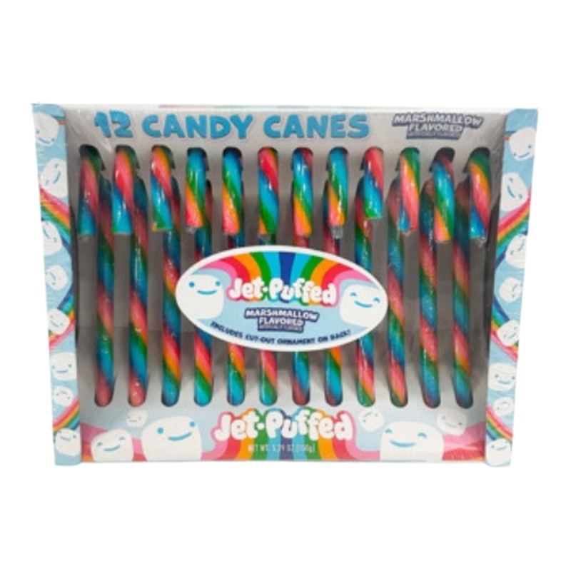 Kraft Jet Puffed Marshmallow Rainbow Candy Cane 12 Count 5.29 oz. Box