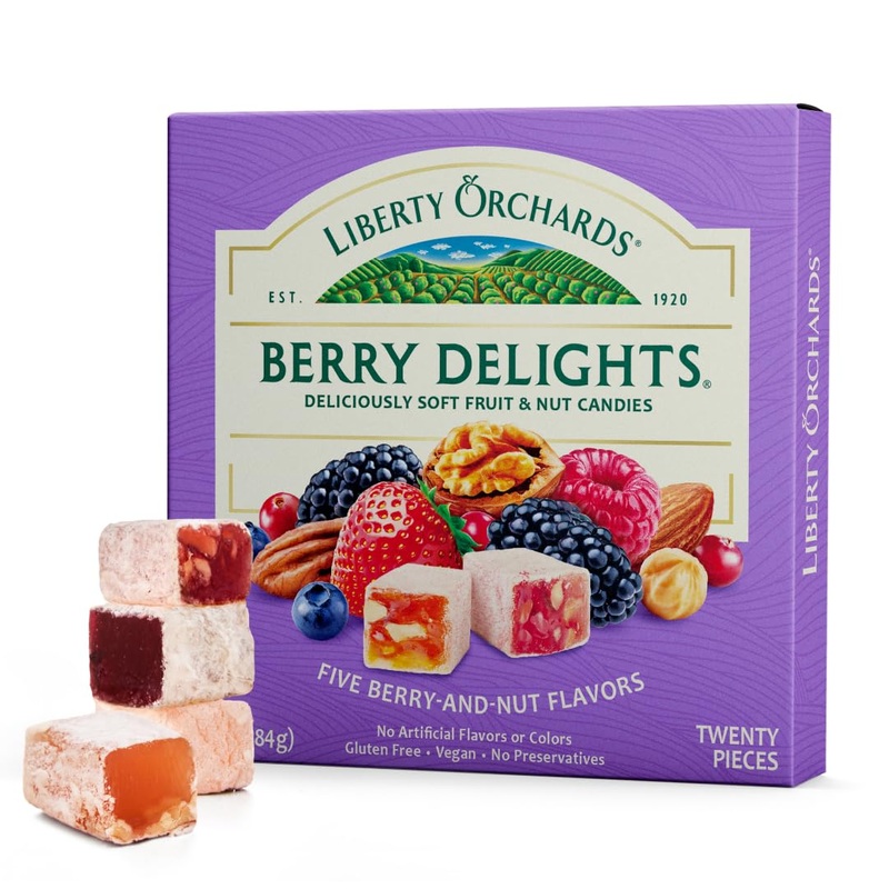 Liberty Orchards, Berry Delights – Assorted Vegan Berry Snack, Gluten Free, Lokum Nuts Strawberry, Blueberry Walnut Turkish Deli