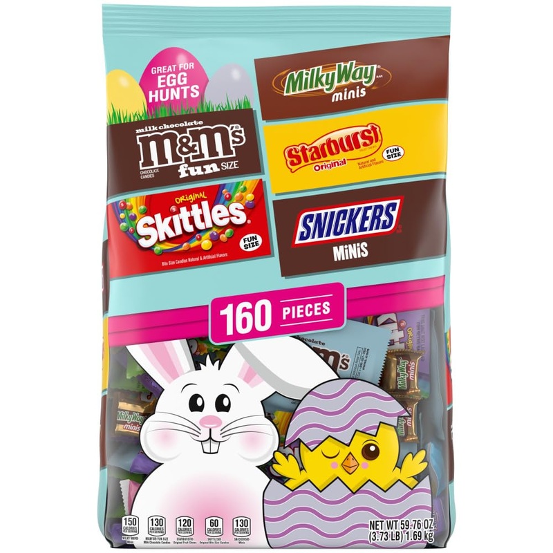 Mars Skittles, M&M’S, Snickers, Starburst & Milky Way Easter Candy Variety Pack – 160 Ct Bulk Bag