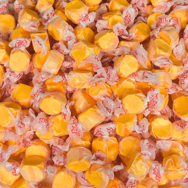 Premium Orange Saltwater Taffy Chewy Candy Sweet Citrus Flavor Bulk 1 Lb Bag 60+ Pieces Individually Wrapped, Nut & Gluten Free