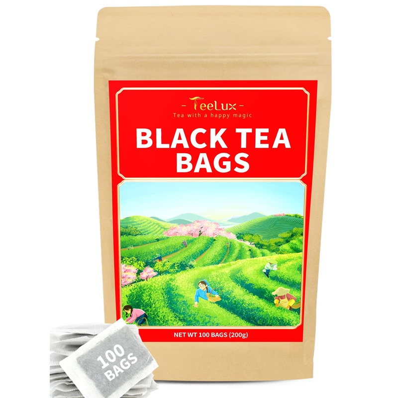 Teelux Black Tea Bags, Natural Pure Black Tea, Smooth & Full-Bodied Flavor, Caffeinated, 100 Count Tea Bags