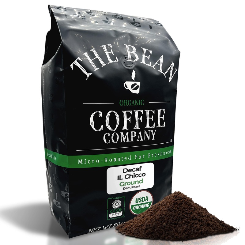 The Bean Organic Coffee Company Water Processed Decaf Il Chicco (Traditional Italian Roast), Dark Roast, Ground Coffee, 5-Pound