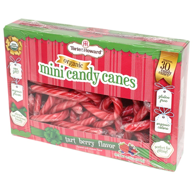 Torie and Howard Organic Mini Candy Canes Tart Berry 6.35 oz. Box
