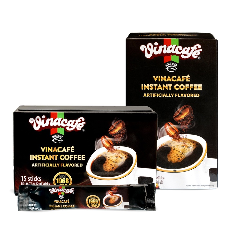 Vinacafe 15 Sticks Black Instant Coffee (0.07 Oz. Per Stick) Vietnamese Instant Coffee Mix, Iced Black Coffee, Cafe Den Da, Sing