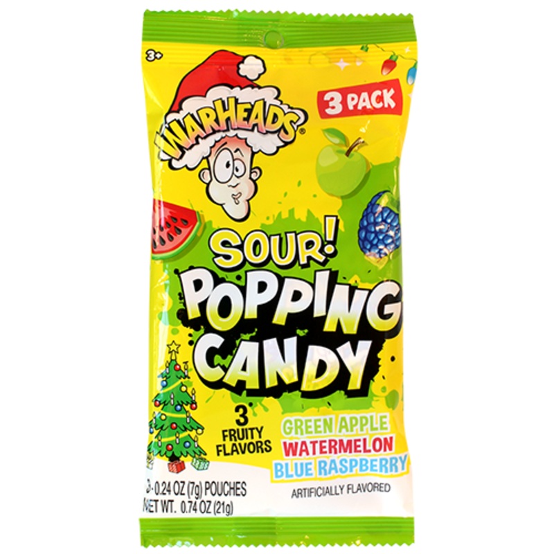 Warheads Sour Popping Candy 3 Flavor Pack 0.74 oz. Bag