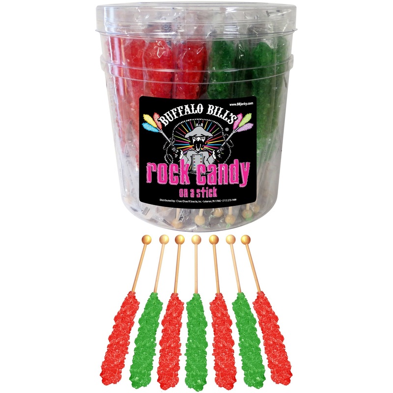 Buffalo Bills Christmas Rock Candy On A Stick (36-Ct Tub Green And Red Rock Candy Crystal Sticks)