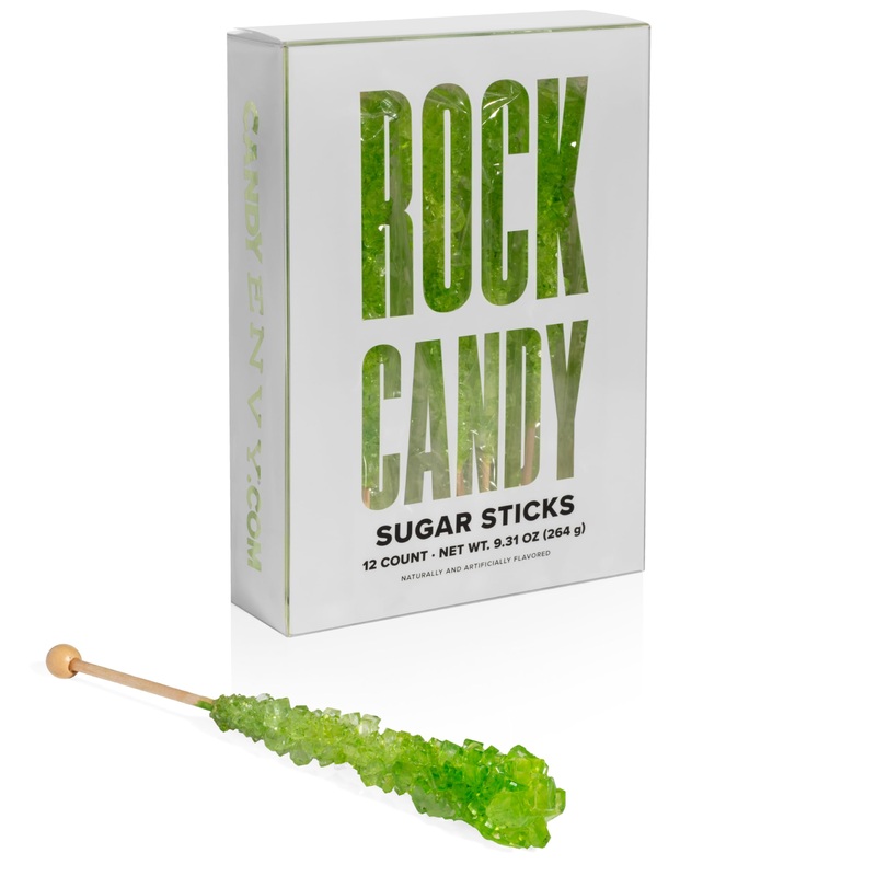 Candy Envy – Light Green Rock Candy Sugar Sticks – Watermelon Flavored – 12 Indiv. Wrapped
