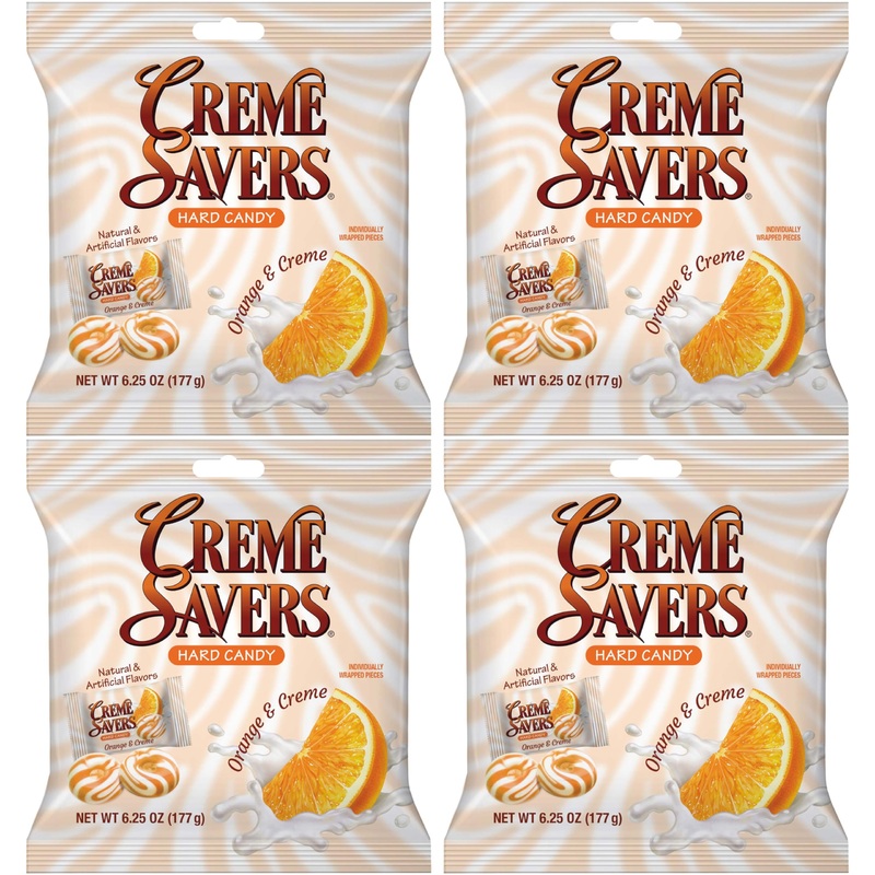Cream Savers Orange & Cream, 6.25 Ounce Bag (Pack Of 4), Individually Wrapped Hard Candy, Orange Candy, The Hampton Candy Compan