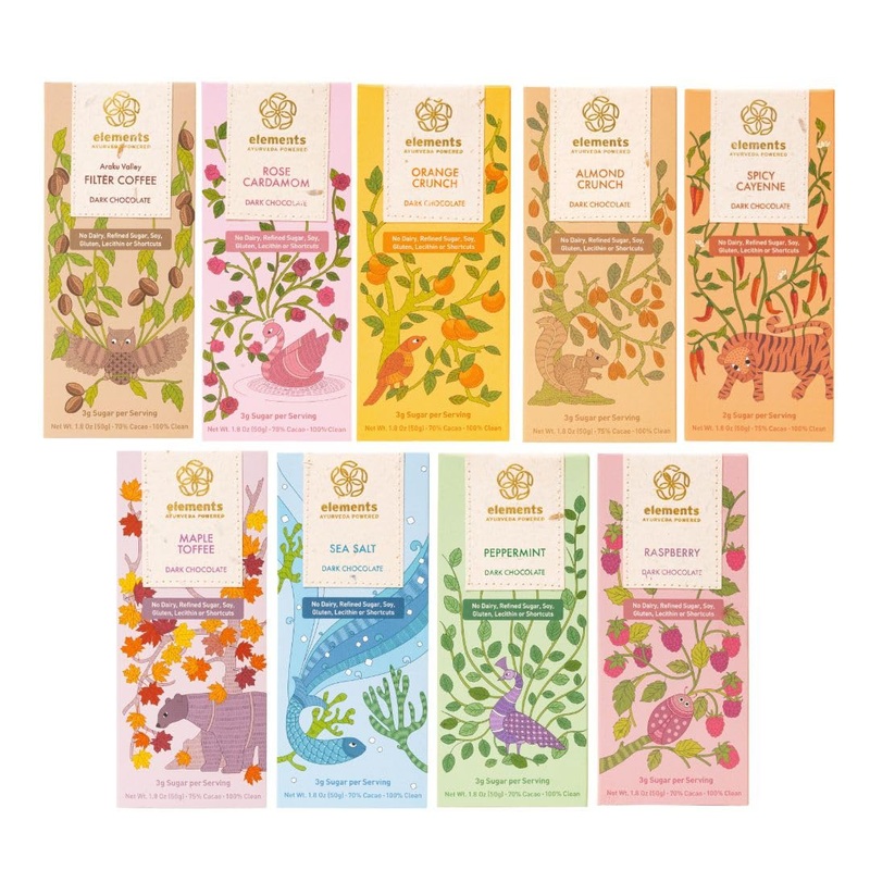 Elements Truffles Ayurvedic Chocolate Bars Variety Pack – Dairy Free, Paleo, Gluten Free – Healthy Gift Set of 9 Bars