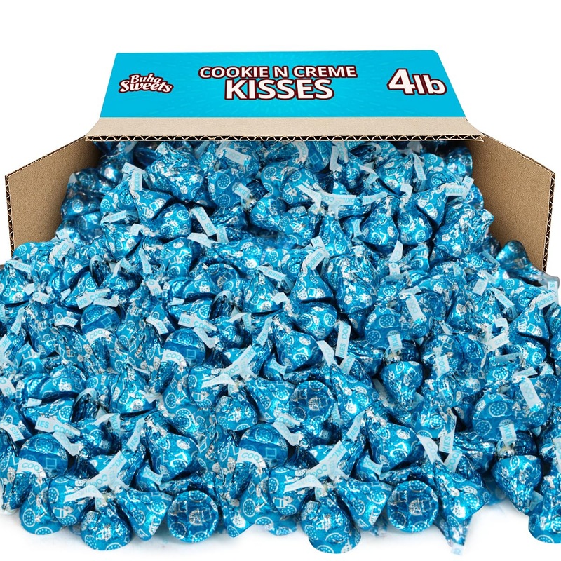 Hershey Cookies & Cream Kisses Bulk Pack 4 Pound (Approx 400 Pieces) Individually Wrapped White Chocolate Cookies N Cream Candie