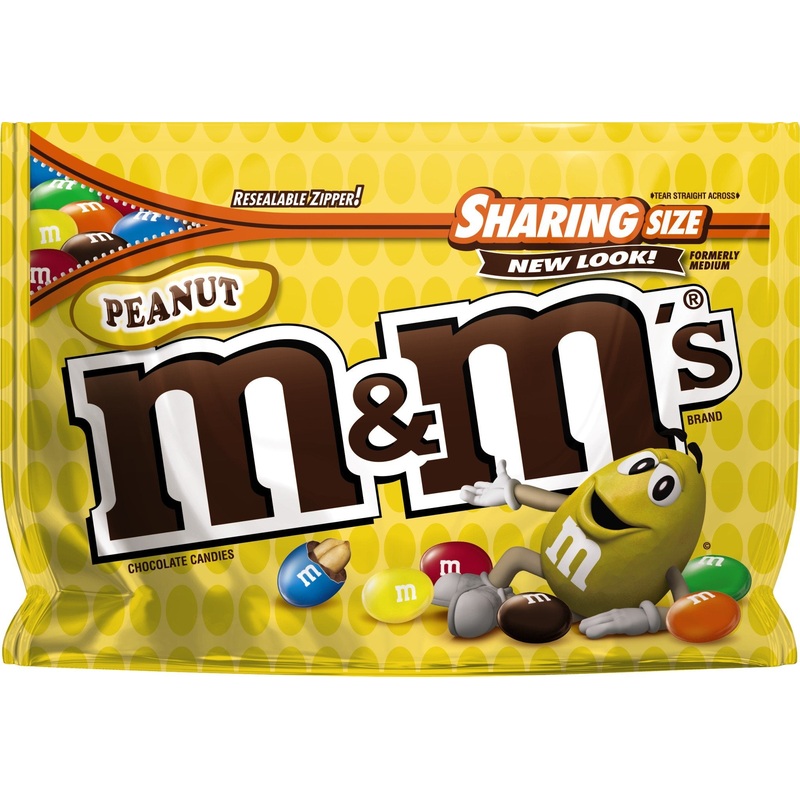 M&M’S Peanut Milk Chocolate Candy, Super Bowl Chocolates Sharing Size, 10.7 Oz Bag