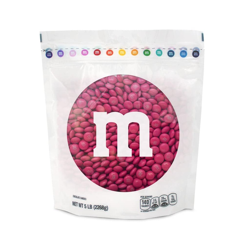 M&Ms World Milk Chocolate Candy, Single Color, Dark Pink, 5-Pound Bulk Bag (Pack Of 1)