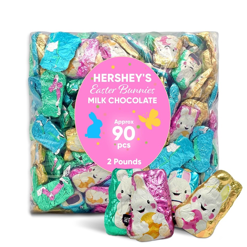 Milk Chocolate Easter Bunnies – 2 Lb Bulk Pack, Approx. 90 Individually Wrapped Pieces, Smooth & Creamy, Perfect For Easter Bask