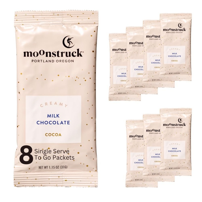 Moonstruck Chocolate Single Serve Creamy Milk Chocolate Hot Chocolate Packets, 8 Count (Pack Of 1)