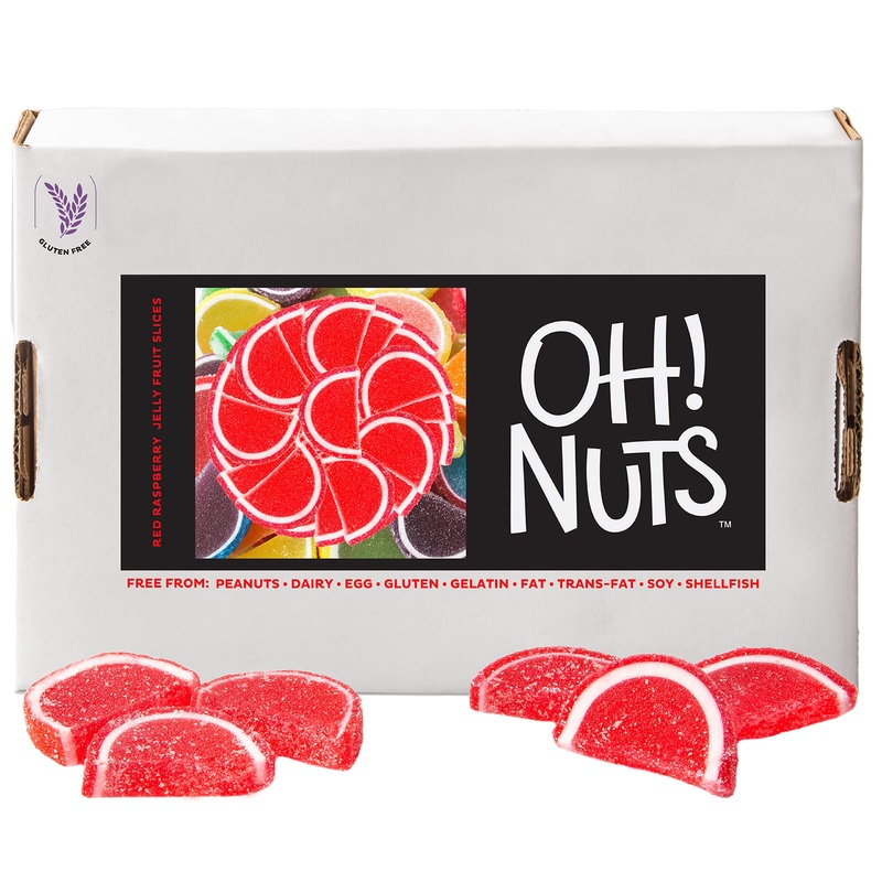 Oh! Nuts Red Raspberry Jelly Fruit Slices Sugar Candy – 5 Lb Bulk Bag – Traditional Old Fashioned Chewy Gummy Sweet Confectioner